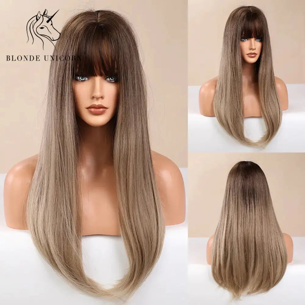 Synthetic Long Brown Wig GLR SHOPPING