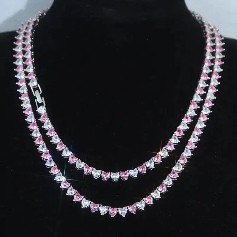 5A Heart CZ Tennis Necklace GLR SHOPPING
