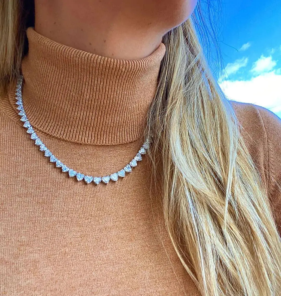5A Heart CZ Tennis Necklace GLR SHOPPING