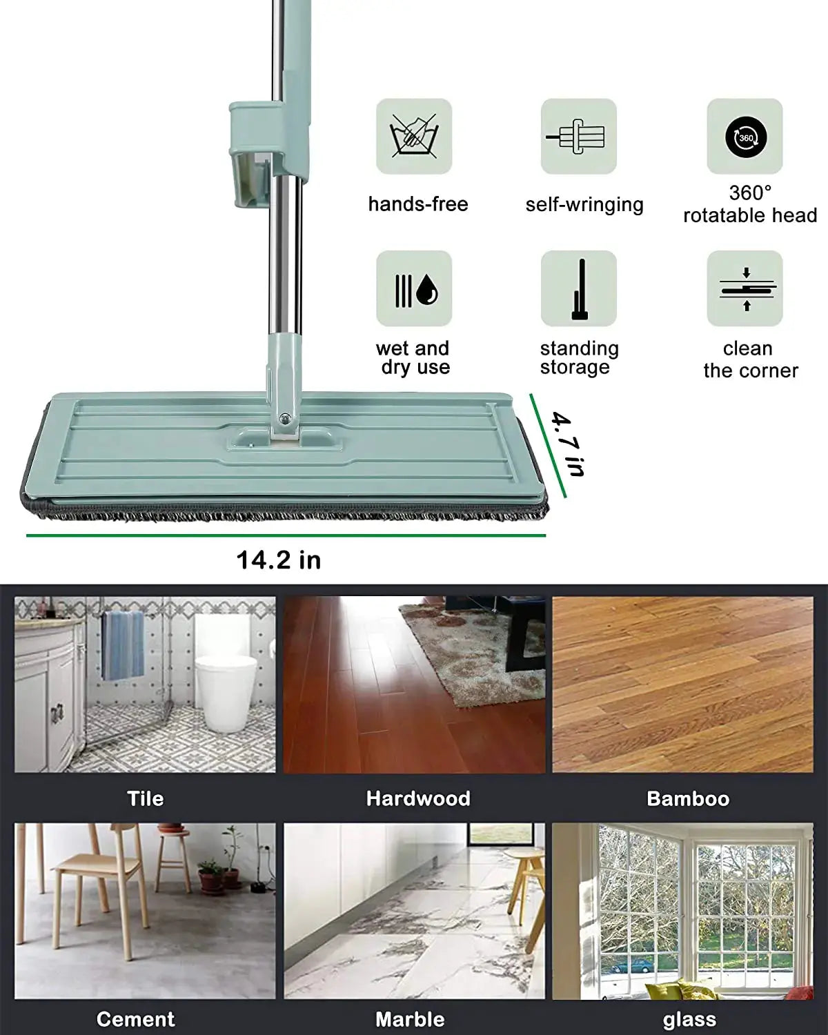 360 Hands-Free Microfiber Floor Mop GLR SHOPPING