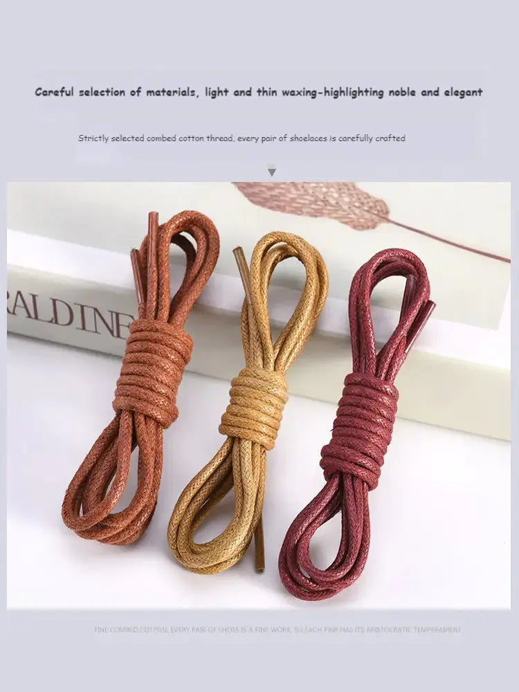 Cotton Waxed Round Shoelaces Set GLR SHOPPING