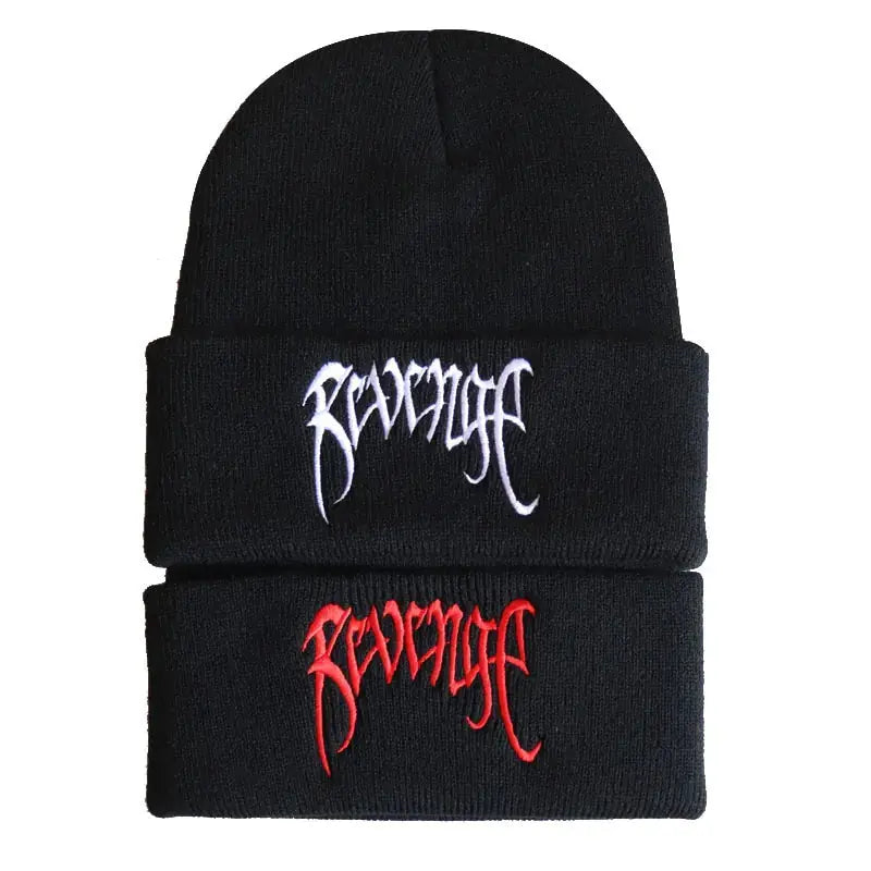 Autumn Winter Black Knitted Embroidery Hats GLR SHOPPING
