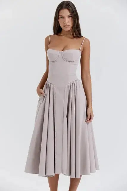 Dopamine Wear Suspender Dress French Retro Long Skirt GLR SHOPPING
