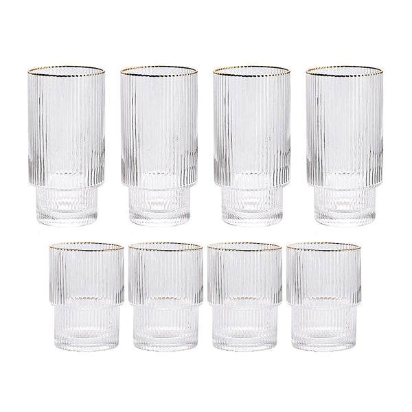 Stackable Gold Rim Ripple Drinking Glass