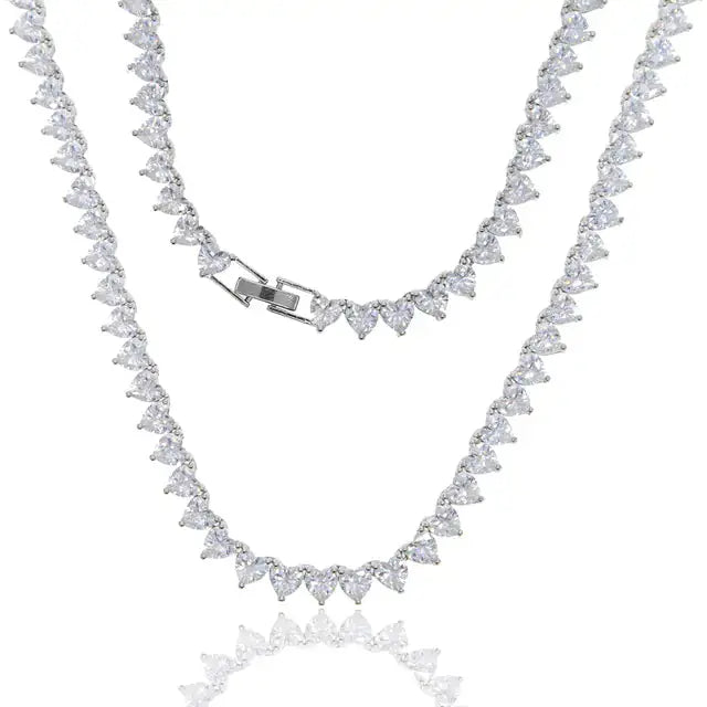 5A Heart CZ Tennis Necklace GLR SHOPPING
