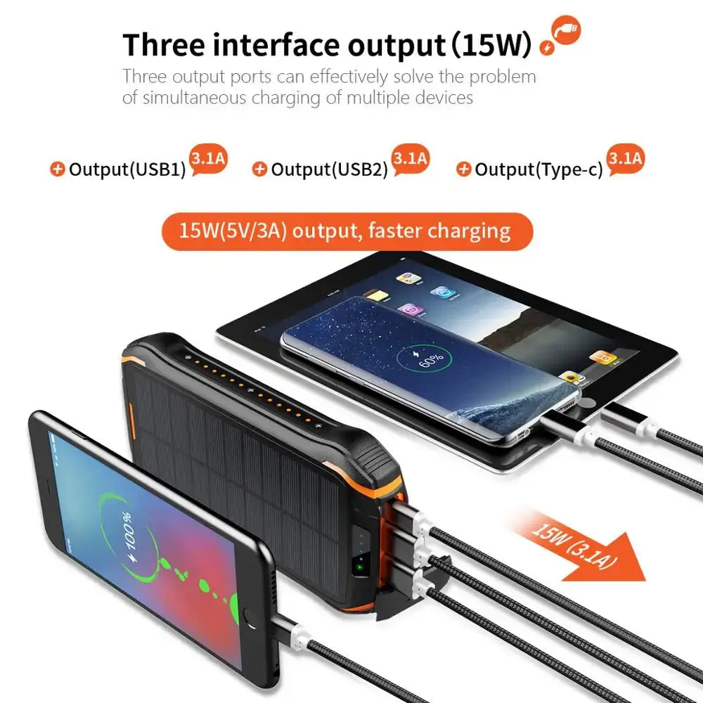 CHDX 26800mah QI Wireless Solar Charger USB power bank Solar Panel wireless charger for mobile phone USB charger new GLR SHOPPING
