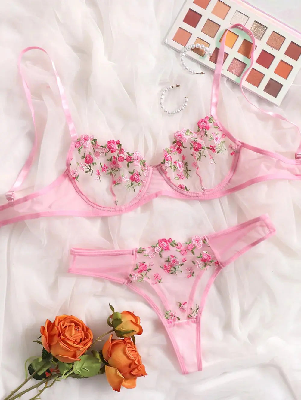 Low Waist Lace Embroidered Bra Set GLR SHOPPING