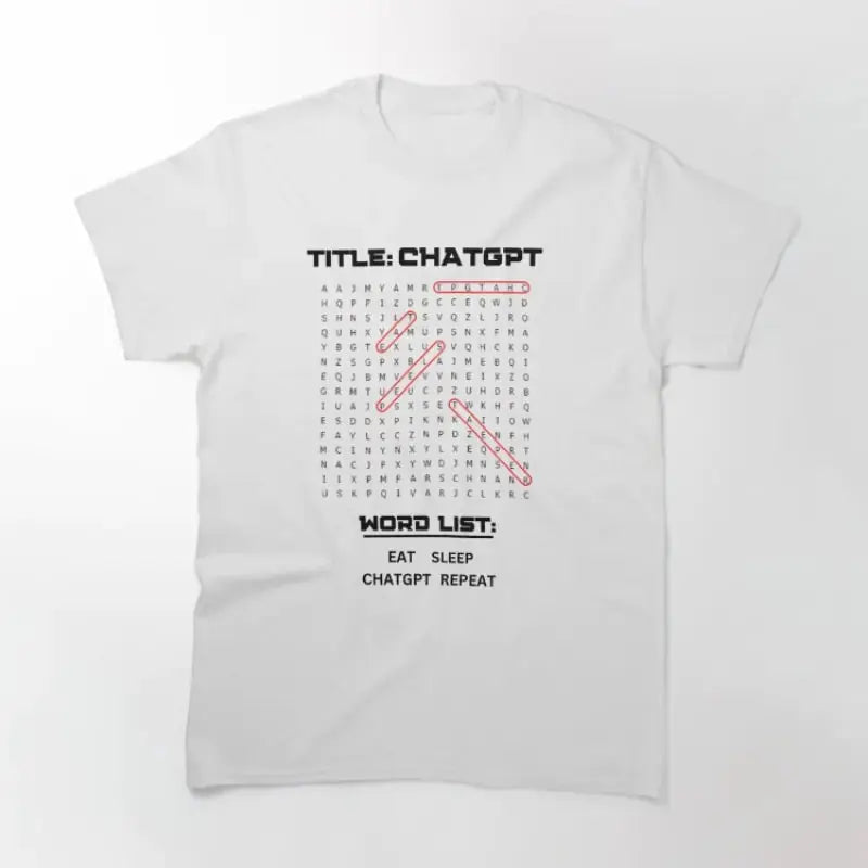 ChatGPT Eat Sleep ChatGPT Reapeat Word Search T-Shirt GLR SHOPPING