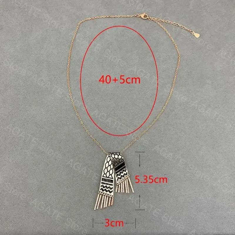 Stainless Steel Zircon Tassel Pendant Necklace GLR SHOPPING