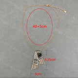 Stainless Steel Zircon Tassel Pendant Necklace