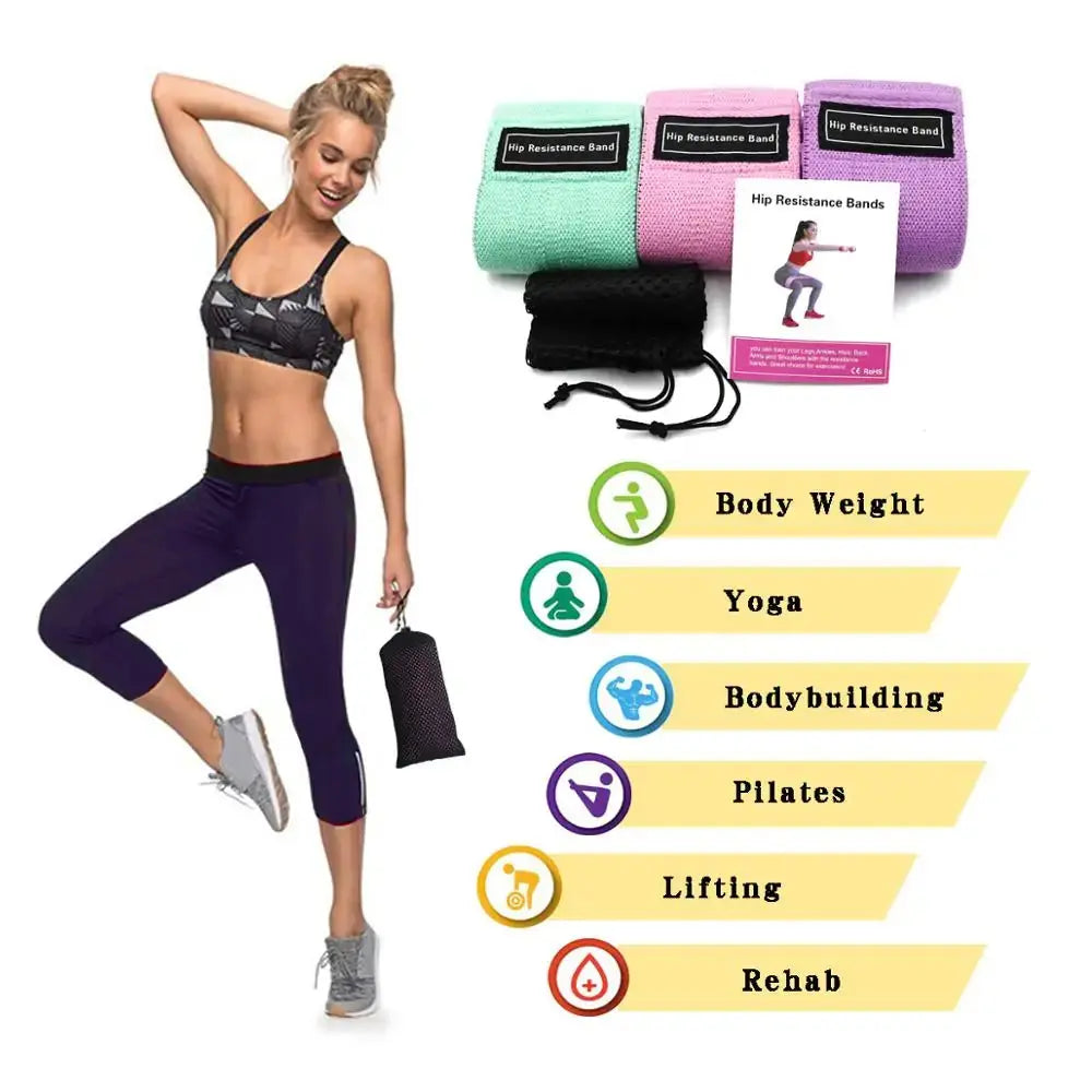3 Piece Fitness Rubber Bands Resistance Bands GLR SHOPPING