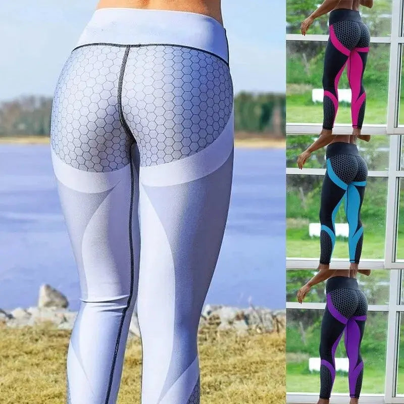 Women Honeycomb Printed Yoga Pants GLR SHOPPING