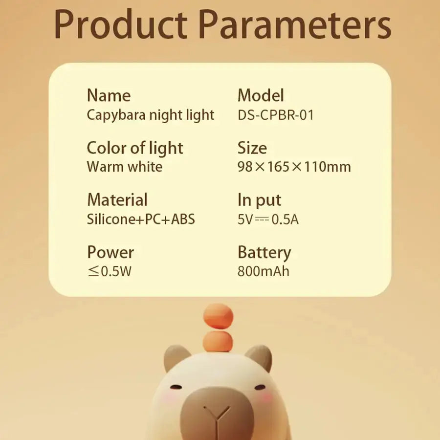 Cute Capybara Nightlight GLR SHOPPING