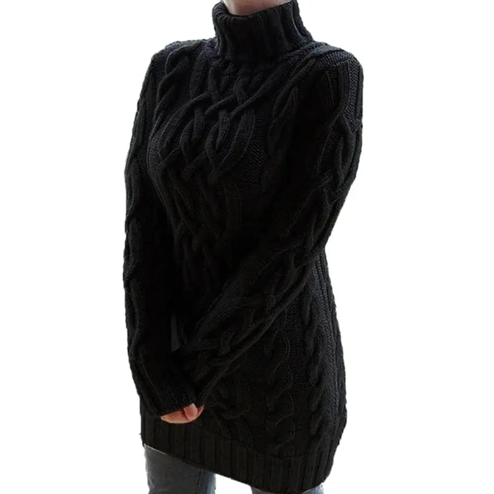 Turtleneck Twist Knitted Sweater Dress GLR SHOPPING