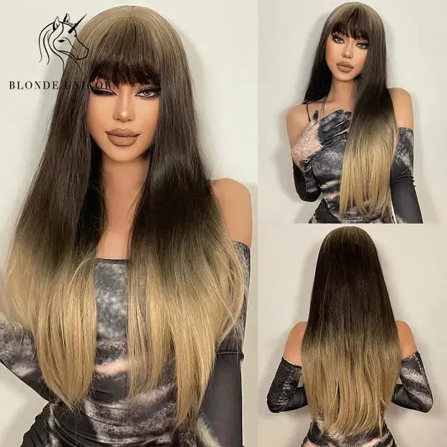 Synthetic Long Brown Wig GLR SHOPPING