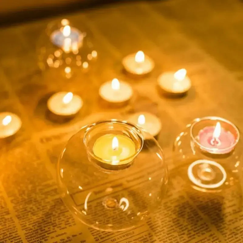 Transparent Glass Candle Holder GLR SHOPPING