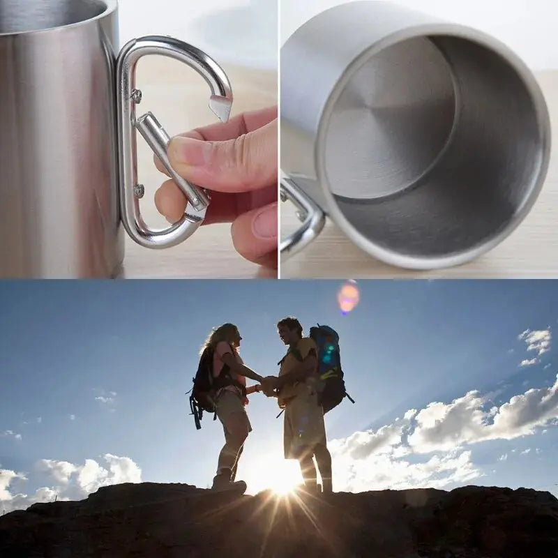 Carabiner Hook Camping Stainless Steel Cup GLR SHOPPING