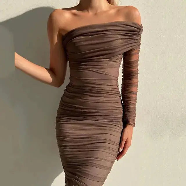 Diagonal Backless: Sexy Mesh Dress GLR SHOPPING