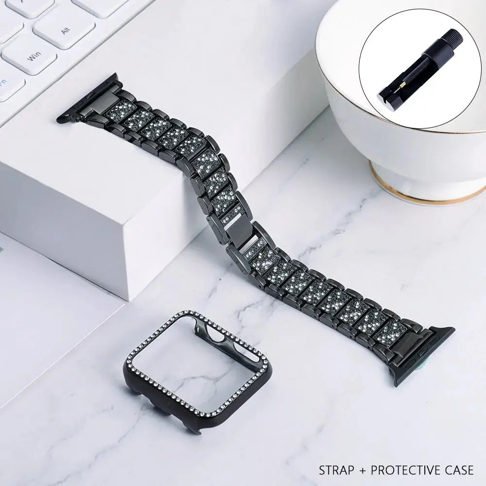 Band + Case Metal Strap For Apple Watches - GLR SHOPPING