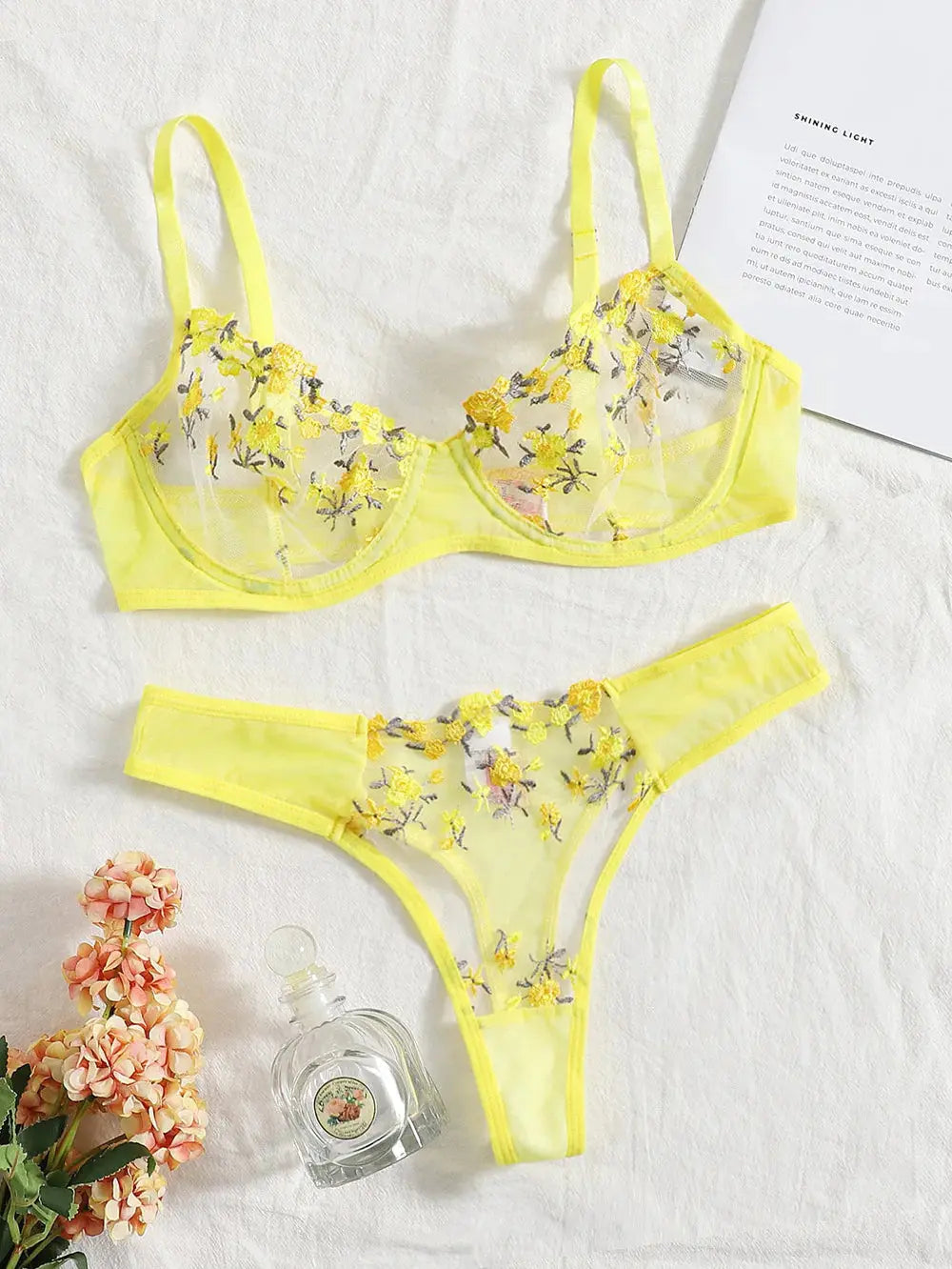 Low Waist Lace Embroidered Bra Set GLR SHOPPING