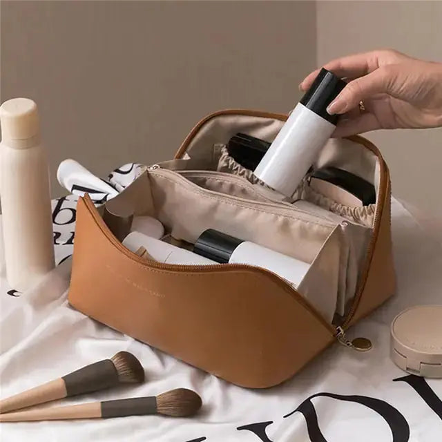 Large-Capacity Leather Cosmetic Bag - GLR SHOPPING