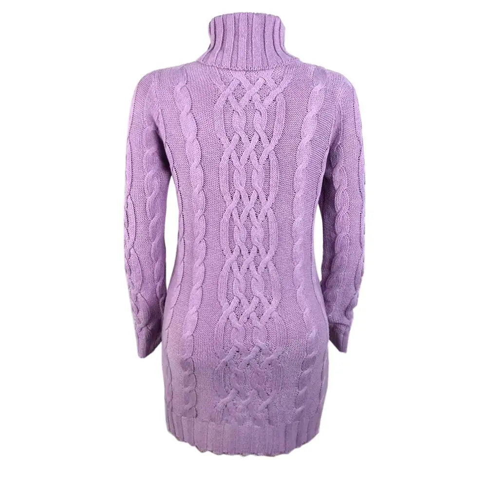 Turtleneck Twist Knitted Sweater Dress GLR SHOPPING