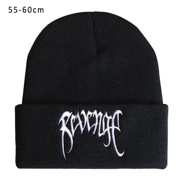 Autumn Winter Black Knitted Embroidery Hats GLR SHOPPING