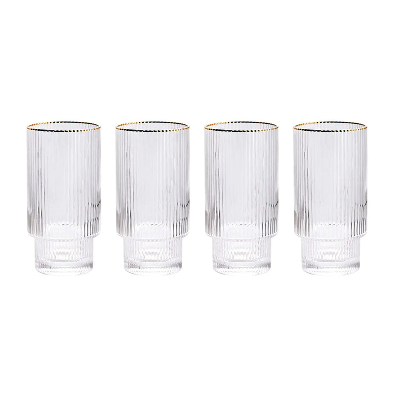 Stackable Gold Rim Ripple Drinking Glass