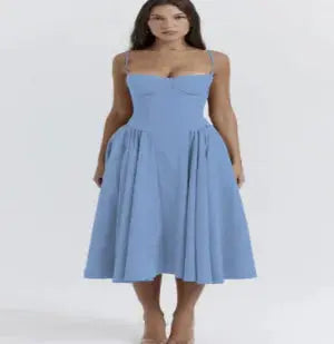 Dopamine Wear Suspender Dress French Retro Long Skirt GLR SHOPPING