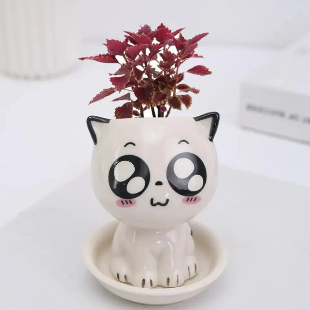 Mini Cat Shaped Cartoon Ceramic Flowerpot GLR SHOPPING