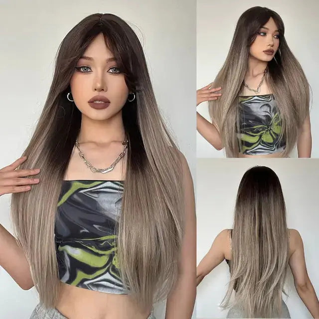 Synthetic Long Brown Wig GLR SHOPPING