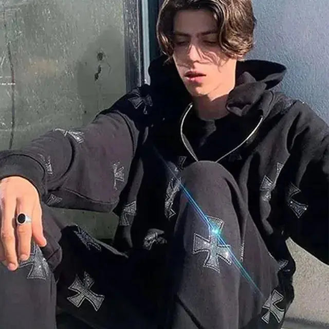 Gothic Rhinestone Skeleton Hoodie GLR SHOPPING
