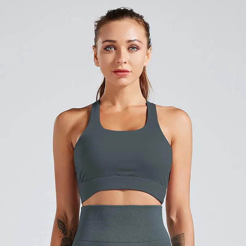 Kaminsky Women Workout Fitness Bra: Mesh Patchwork Tank Top GLR SHOPPING