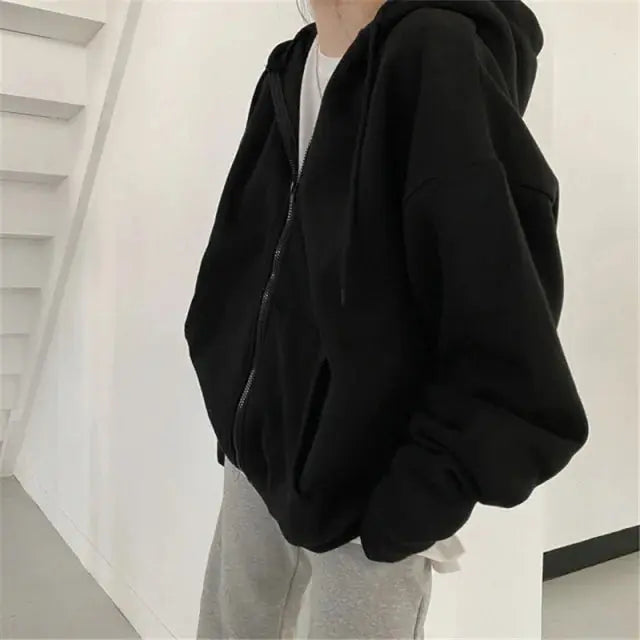 Women Zip Up Letter Printed Streetwear Hoodie GLR SHOPPING