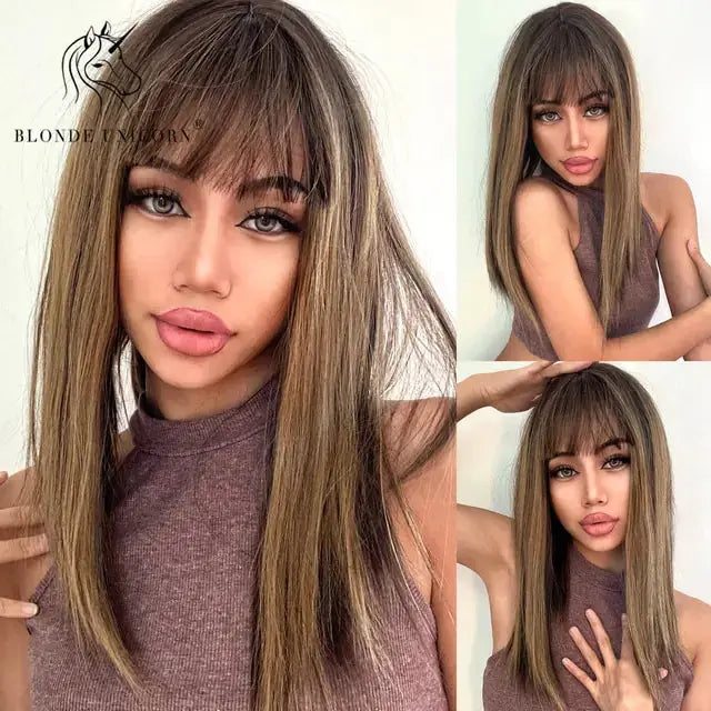 Synthetic Long Brown Wig GLR SHOPPING