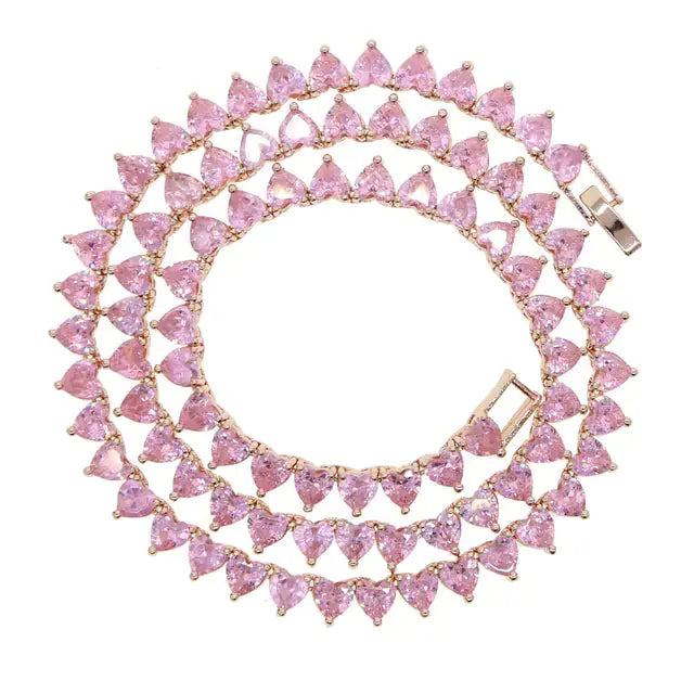 5A Heart CZ Tennis Necklace GLR SHOPPING