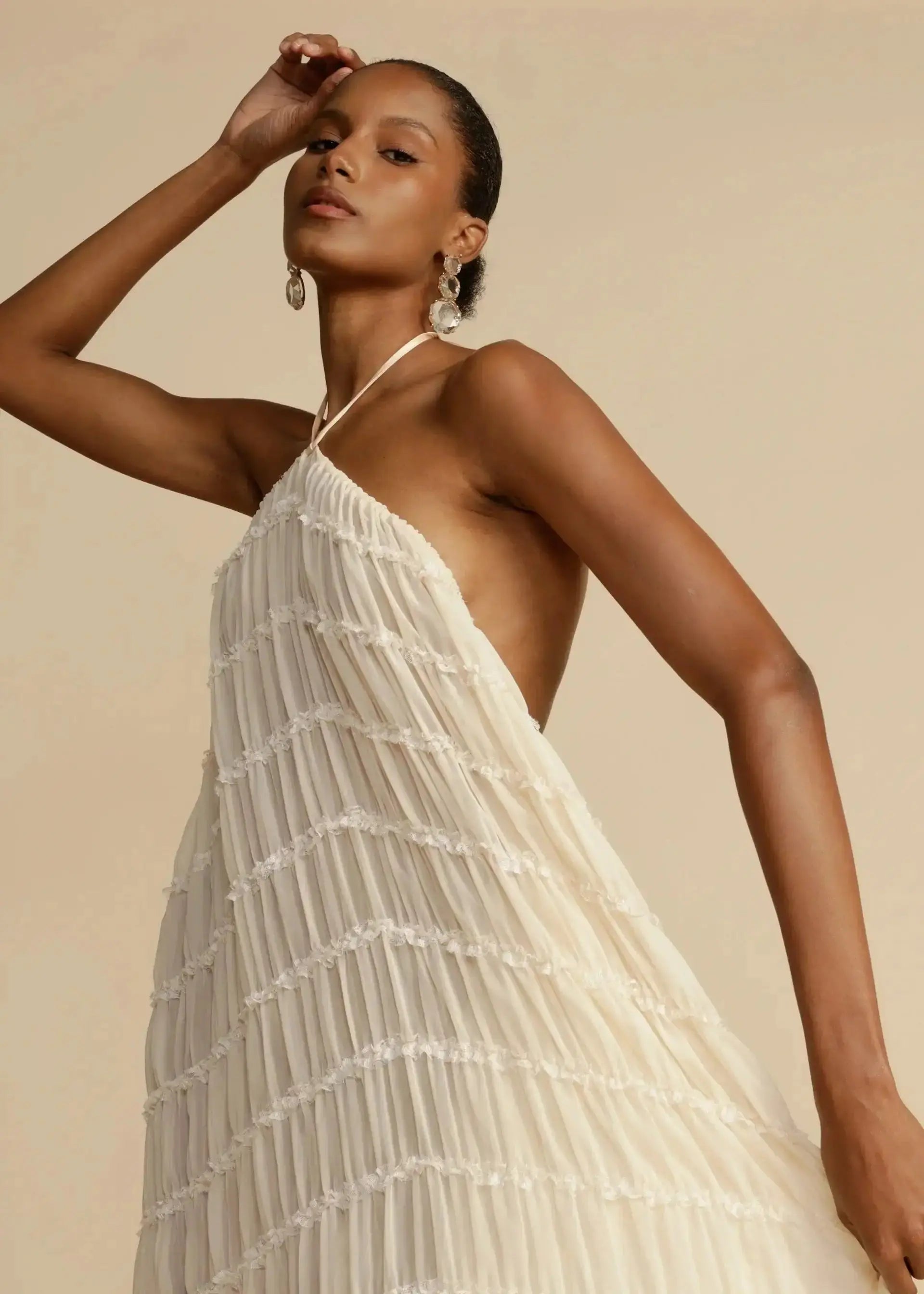 Summer Backless Ruched White Dress Set GLR SHOPPING