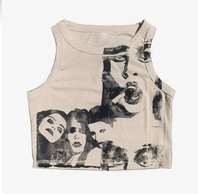 2022 Summer Print Personality Bright Color Sleeveless Y2K Clothes GLR SHOPPING