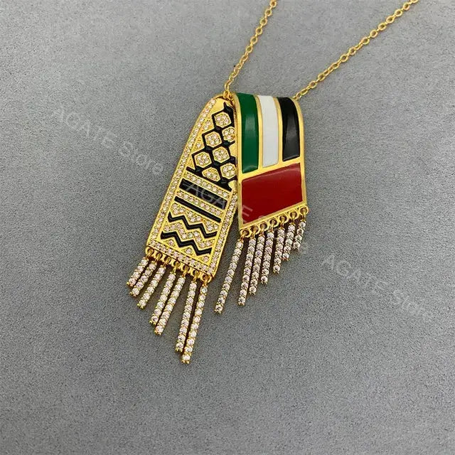 Stainless Steel Zircon Tassel Pendant Necklace GLR SHOPPING