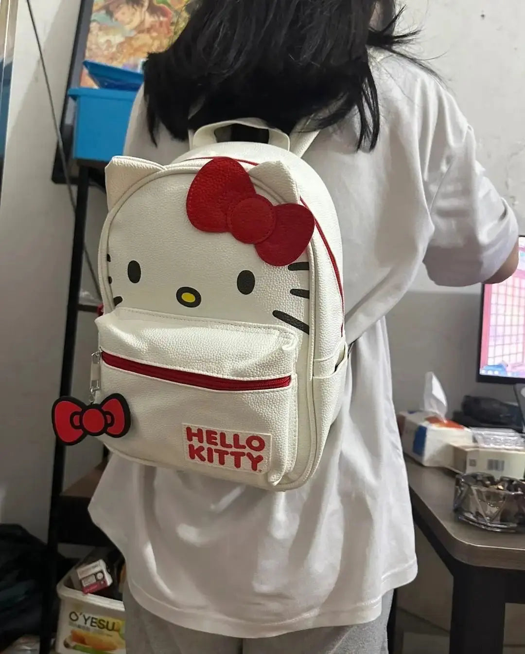 Red White Bow Backpack Bag GLR SHOPPING