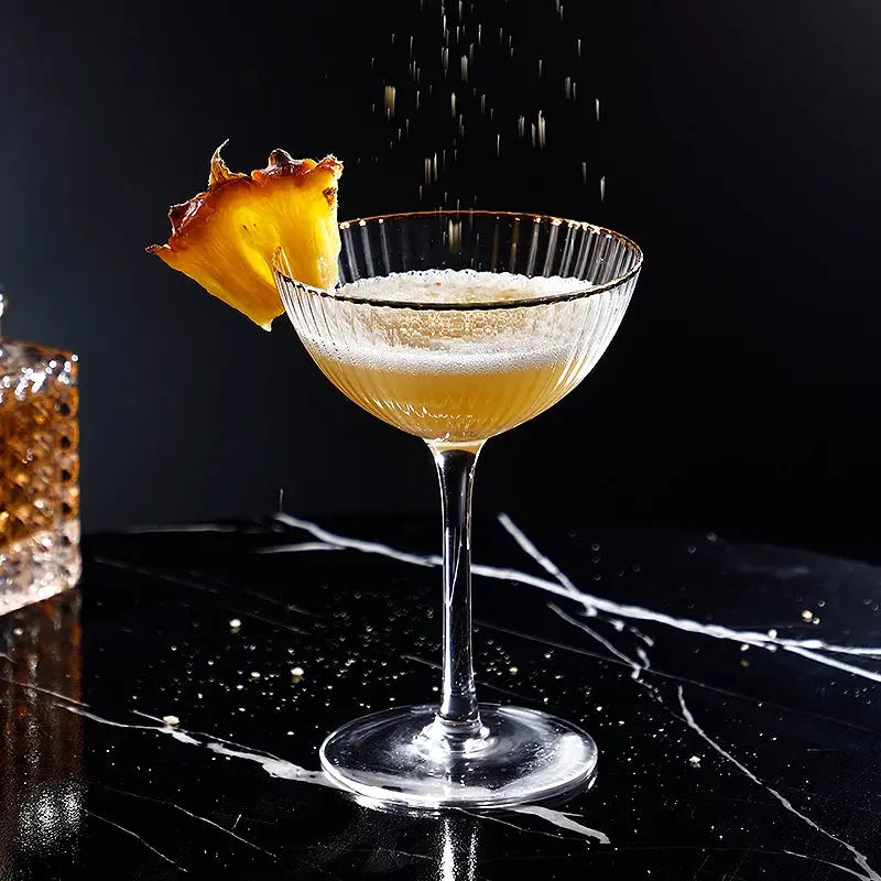 Cocktail Glass Goblet with Gold Rim Crystal Glass Cup GLR SHOPPING
