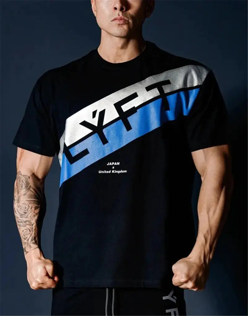 Japan & UK Summer Fitness Sport Running Men's Cotton Short Sleeve T-shirt GLR SHOPPING
