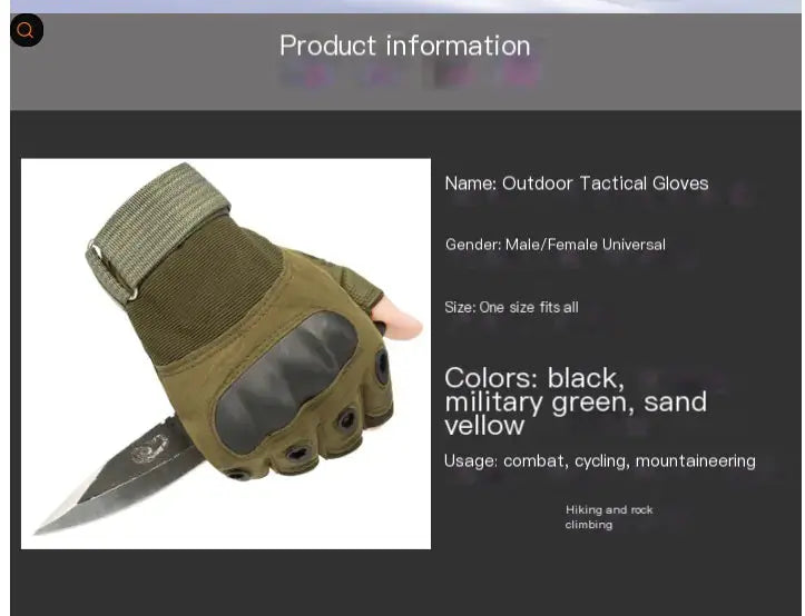 Men's Half Finger Tactical Gloves GLR SHOPPING