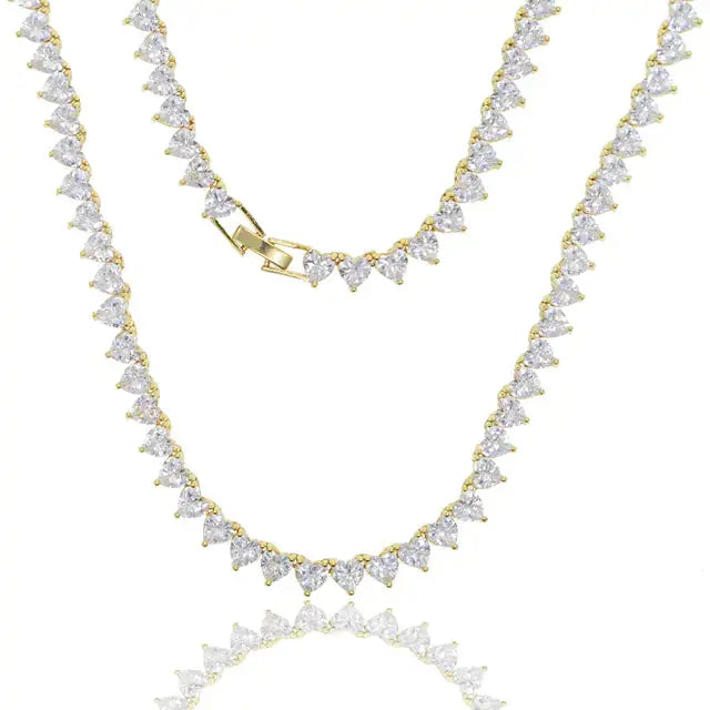 5A Heart CZ Tennis Necklace GLR SHOPPING