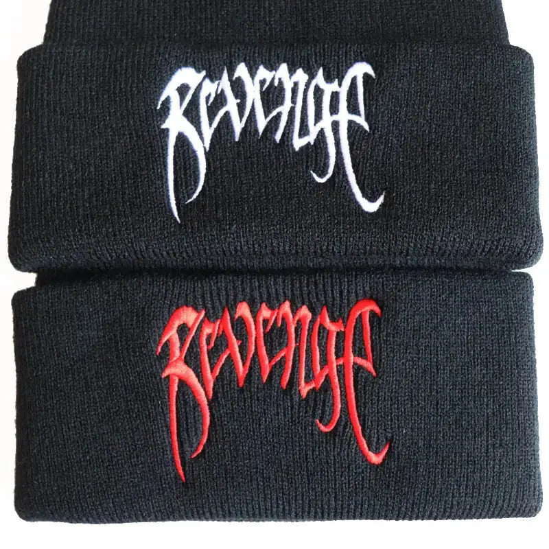 Autumn Winter Black Knitted Embroidery Hats GLR SHOPPING