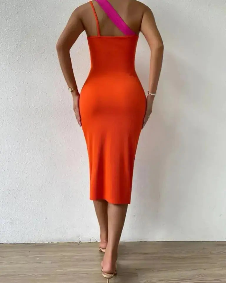 Summer Fashion Patchwork Cutout Slit Dress GLR SHOPPING