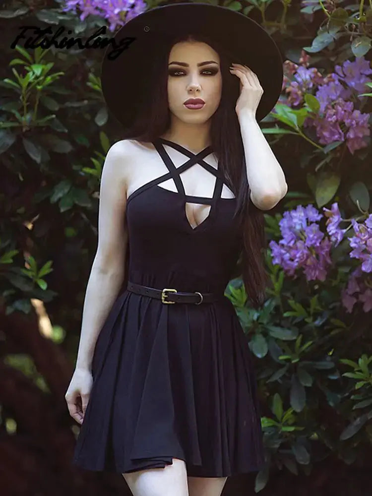 Pentagram Strap Gothic Dress GLR SHOPPING