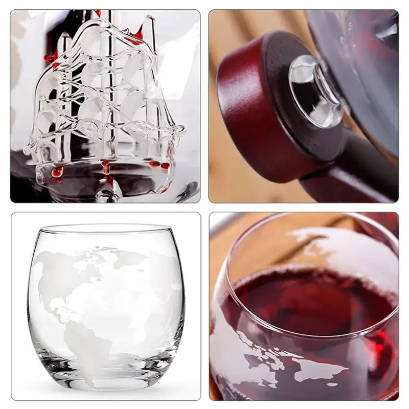 Whiskey Decanter Globe Wine Aerator Glass Set GLR SHOPPING