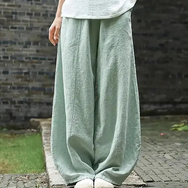 Cotton Linen Style Bloomers Wide Leg Pants GLR SHOPPING
