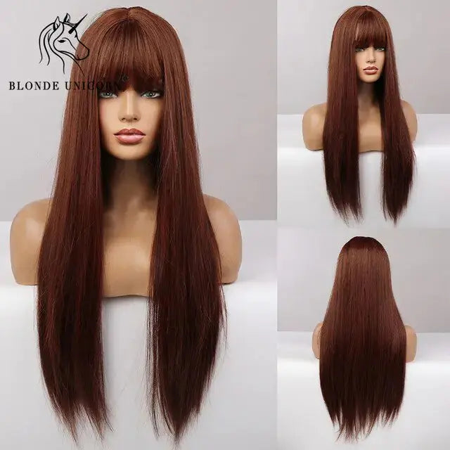 Synthetic Long Brown Wig GLR SHOPPING